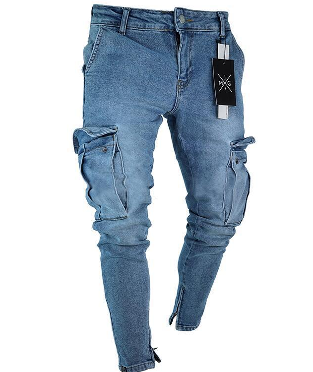 Cargo Ripped Denim Jeans Men