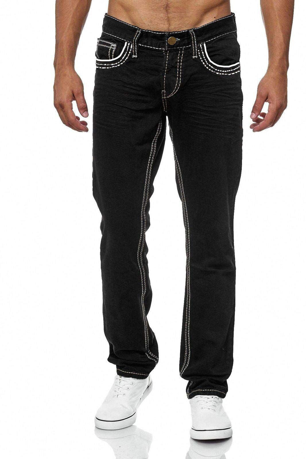 Men Jeans With Pockets Straight Pants Business Casual
