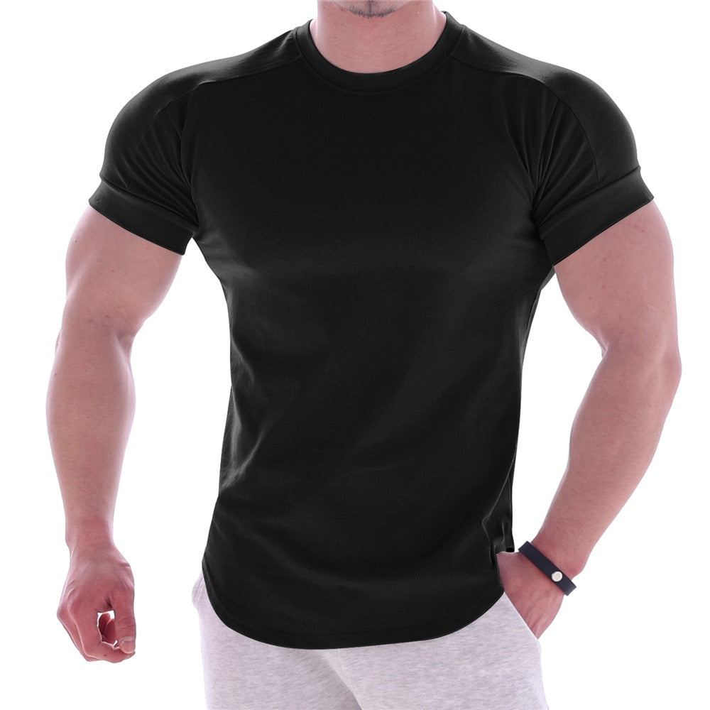 Gym T-shirt Men Short sleeve Fitness Bodybuilding Workout Tee Tops