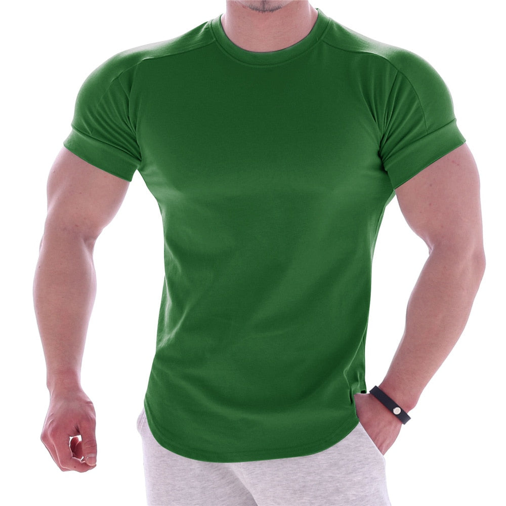 Gym T-shirt Men Short sleeve Fitness Bodybuilding Workout Tee Tops