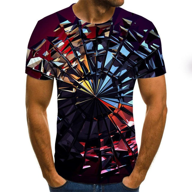 Three-dimensional vortex T-shirts Men's Summer 3D Print  Casual 3D T Shirt Top