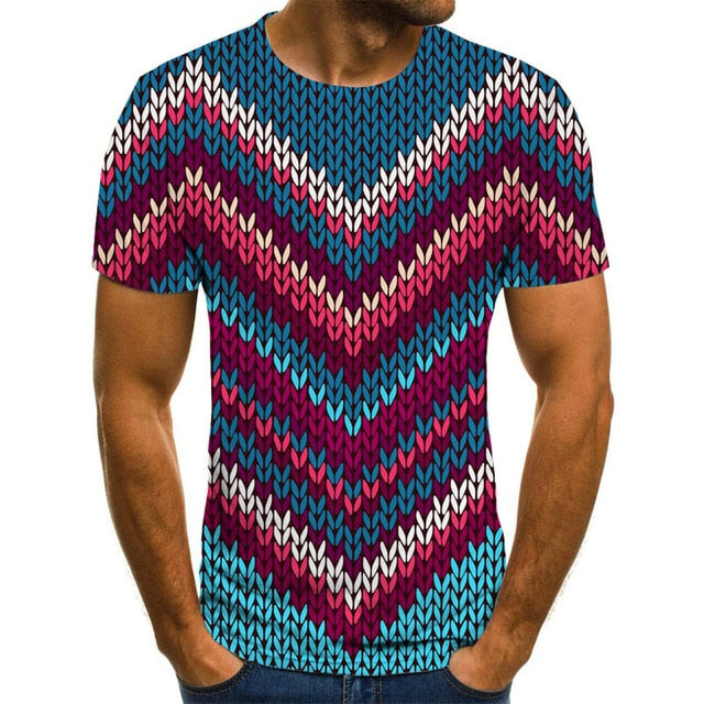 Three-dimensional vortex T-shirts Men's Summer 3D Print  Casual 3D T Shirt Top