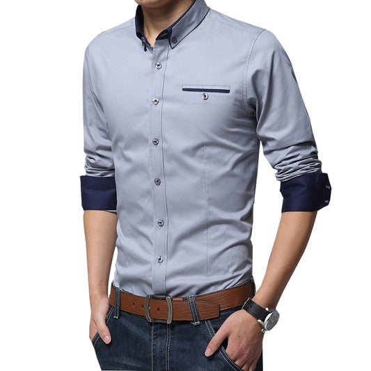 Legible Casual Social Formal shirt Men long Sleeve Shirt Business Slim Office Shirt