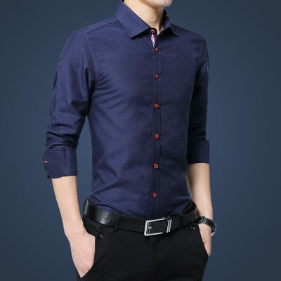 Legible Casual Social Formal shirt Men long Sleeve Shirt Business Slim Office Shirt