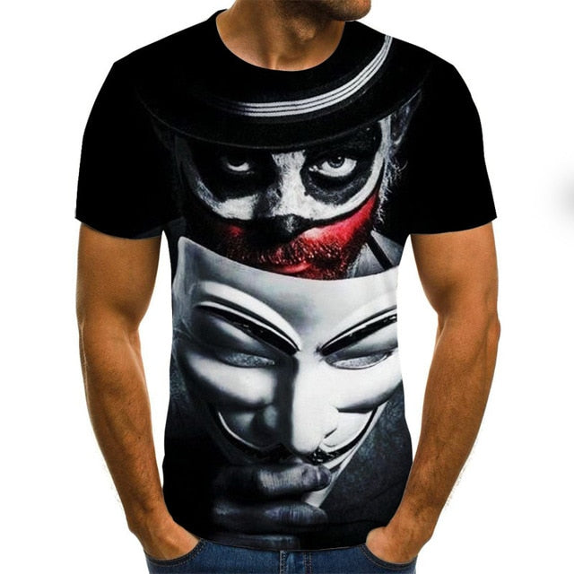 3D Printed T Shirt Men Joker Face Male tshirt 3d Clown Short Sleeve Funny T Shirts