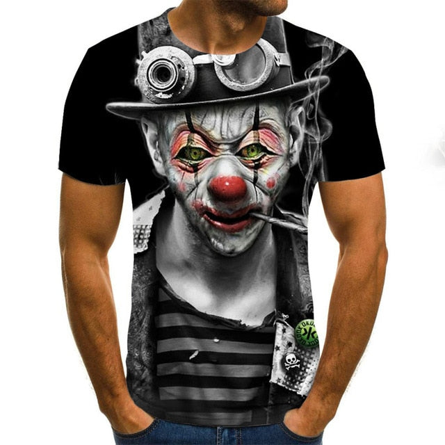 3D Printed T Shirt Men Joker Face Male tshirt 3d Clown Short Sleeve Funny T Shirts