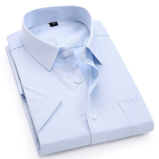 Men's Casual Dress Short Sleeved Shirt Twill White Blue Pink Black Male Slim Fit Shirt For Men