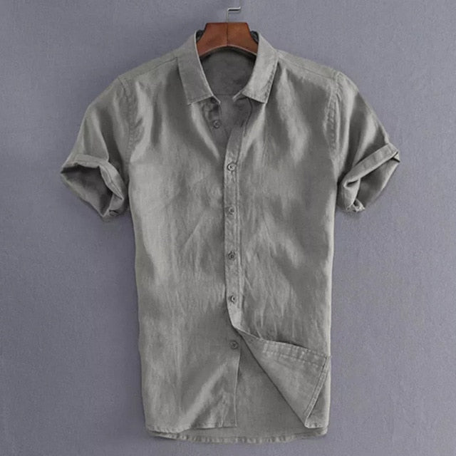 Summer Casual Shirts for Men Short Sleeve Linen cotton Shirt Masculina Camisa Slim Fit