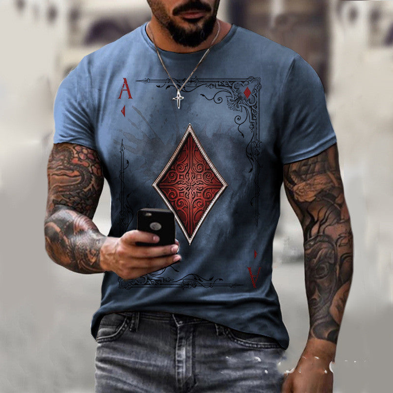 Playing Card Printing Men's T-Shirt Top