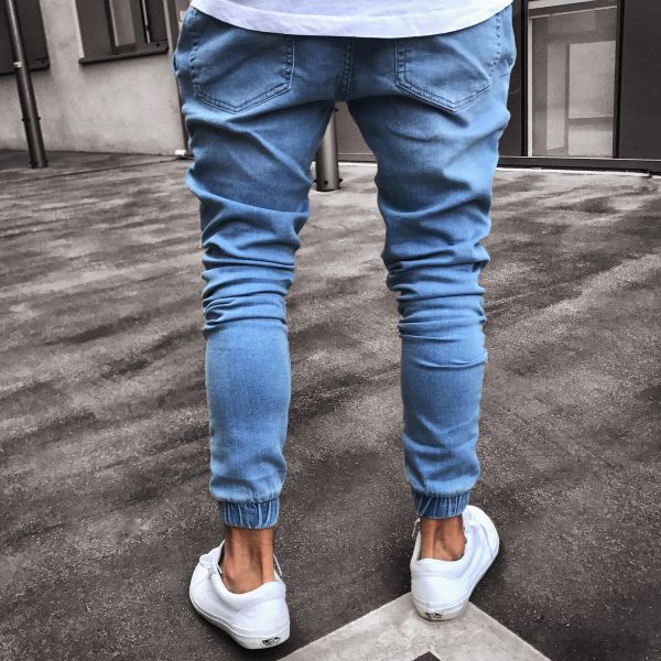 Jeans Men's Explosive Fashion Light Blue Skinny