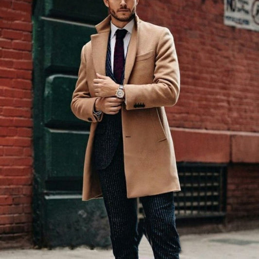 Men's mid-length double-sided woolen coat