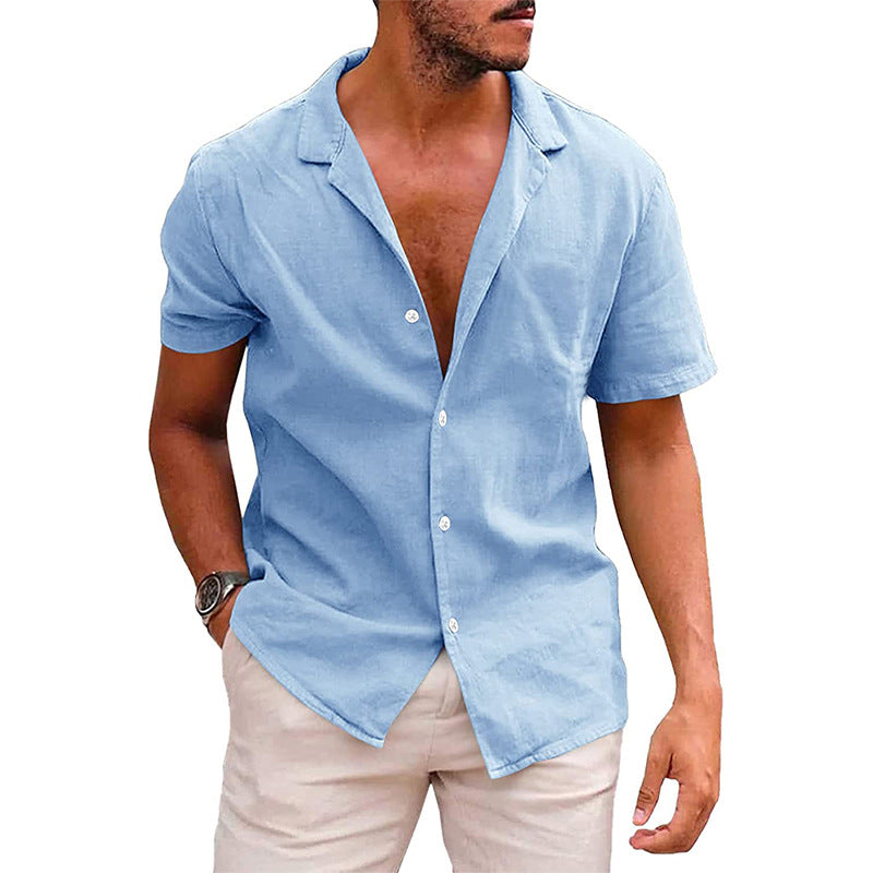 Men's Tops Casual Button Down Shirt Short Sleeve Beach Shirt Summer Mens Clothing