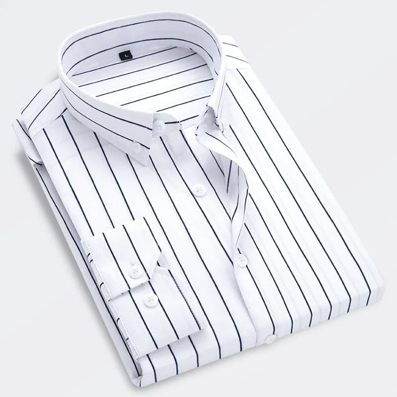 Men's Striped Shirts Slim 2023 Autumn New Long Sleeves Camisas De Hombre Korean Solid Casual Formal Dress Shirts Men Clothing