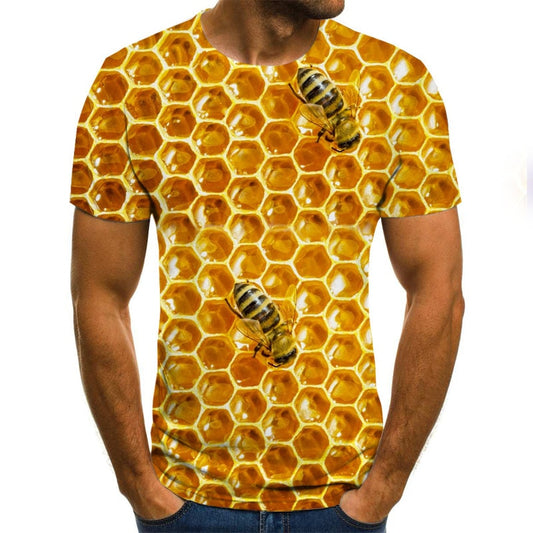 Summer New Men's T-shirt Ms. Bee 3D Sweatshirt 3D Print Personality Short Sleeve Hip Hop O-Neck Top