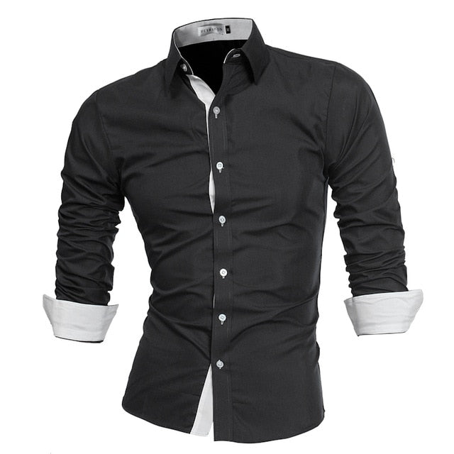 Men Shirt Brand 2017 Male High Quality Long Sleeve Shirts Casual Slim Fit Black Man Dress Shirts Plus Size 4XL