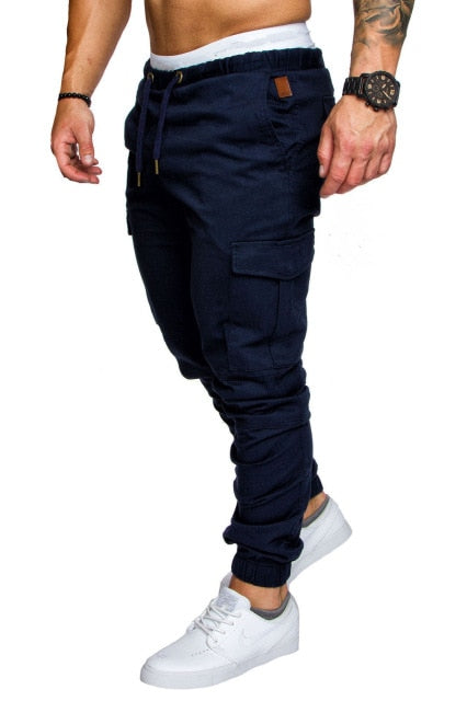 Men's Trousers Casual Fashion Elastic Pants Tether Pants for Male Solid Color